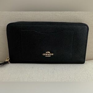 Coach authentic black accordion zip around wallet